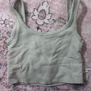 & Other Stories Ribbed Crop Top in Sage Green